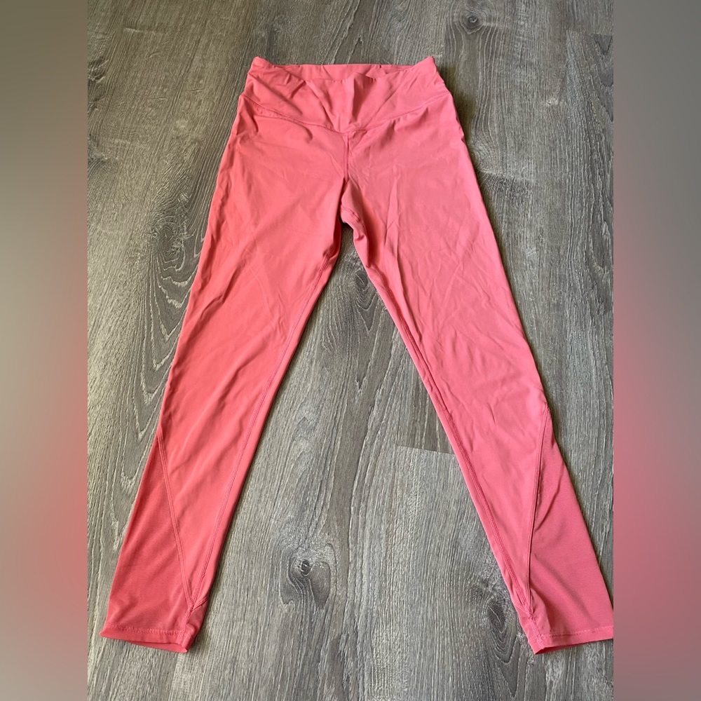 Casa Zeta-Jones Coral Pink Full Length Leggings Mesh Ankle Size Medium